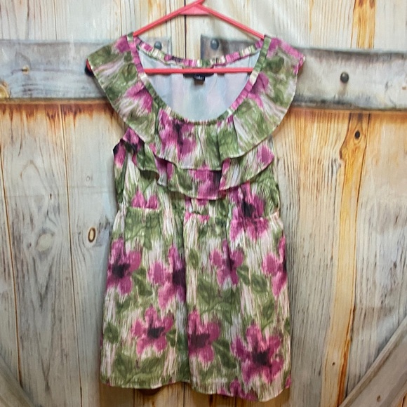 Style & Co NWOT Floral Ruffle Women's Top Sleeveless Lined - Picture 1 of 4